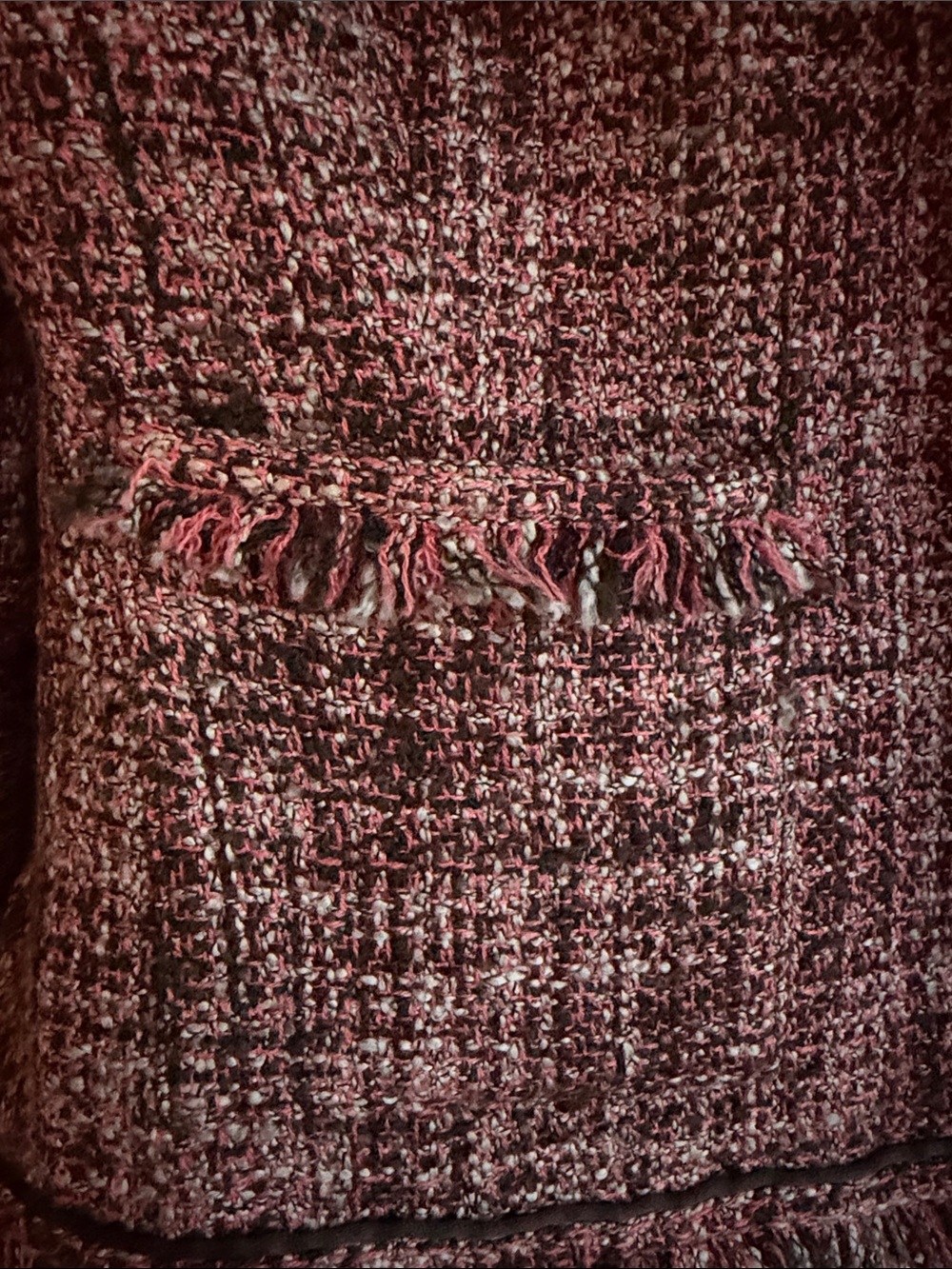 New York & Company Pink Tweed Fringe Trim Blazer - Picture 5 of 6